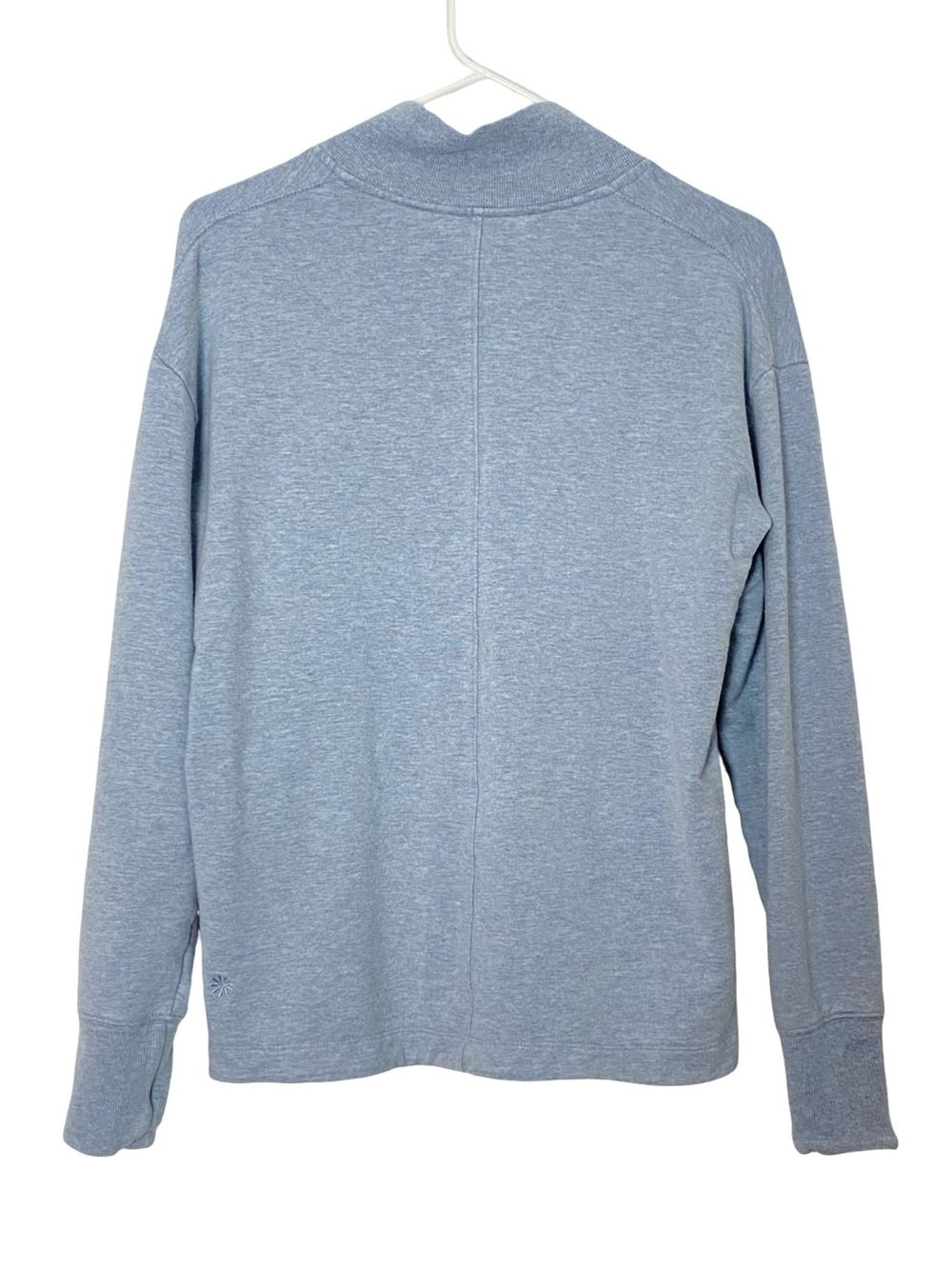 Athleta V neck Pullover Womens Size XS Blue Thumbholes French Terry Sweatshirt - Picture 2 of 6